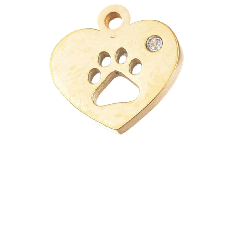 Heart with Paw Cutout and CZ