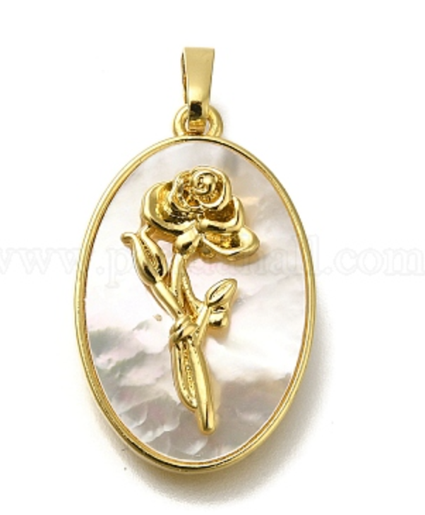 Rose Pendant with Pearl Backing